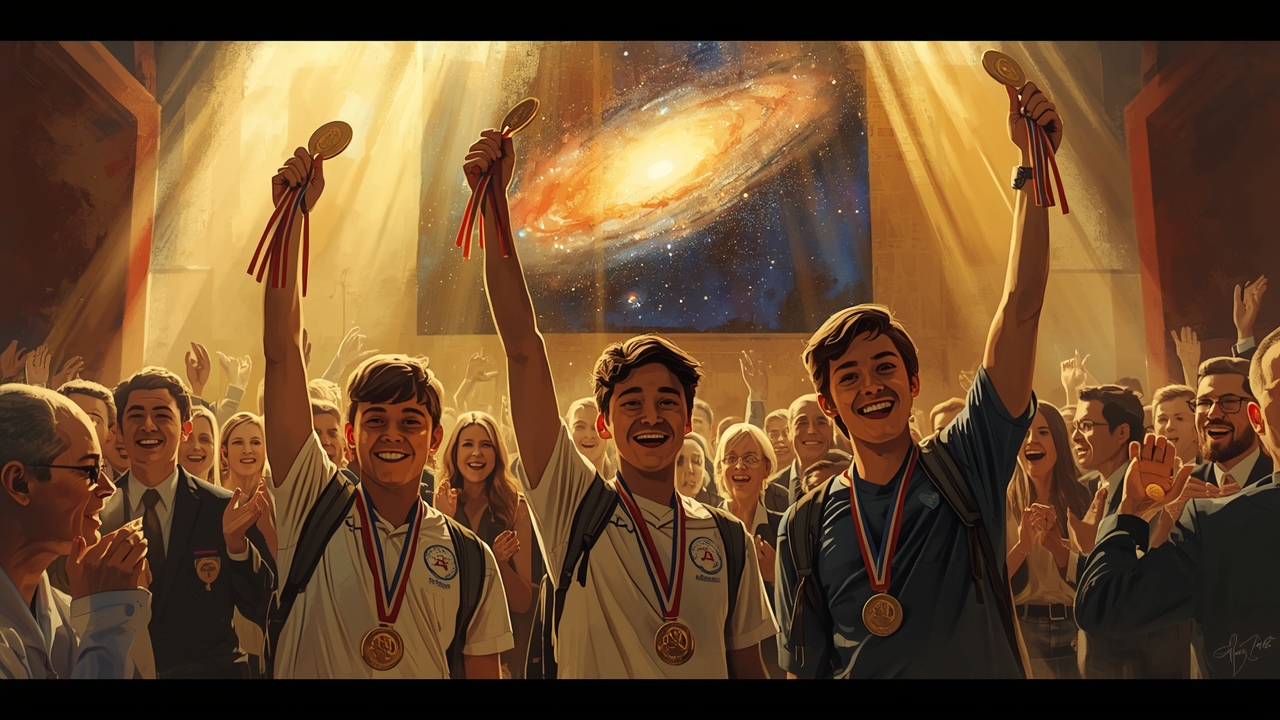Students celebrate gold medal wins at astronomy olympiad