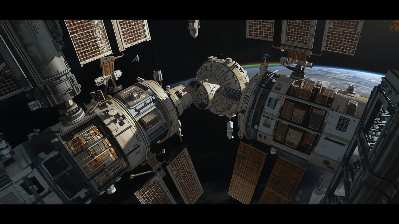Cargo ship docks at space station with new supplies