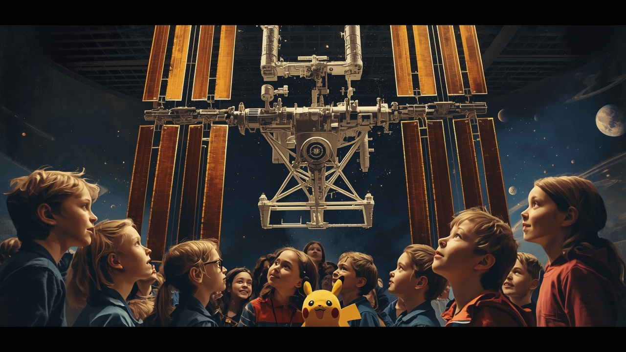 Kids explore space station model at World Space Week event