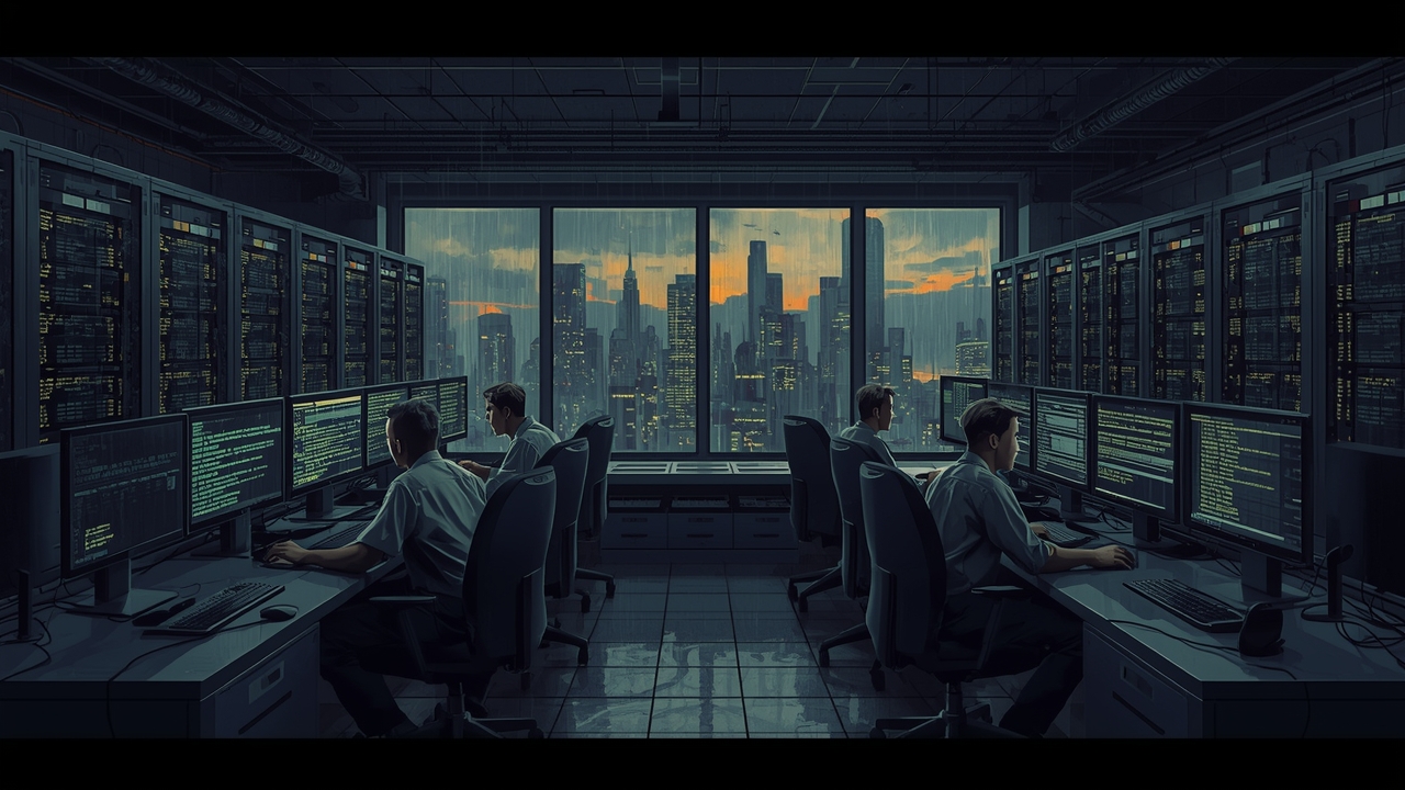 Technicians monitor DNS changes in a network hub