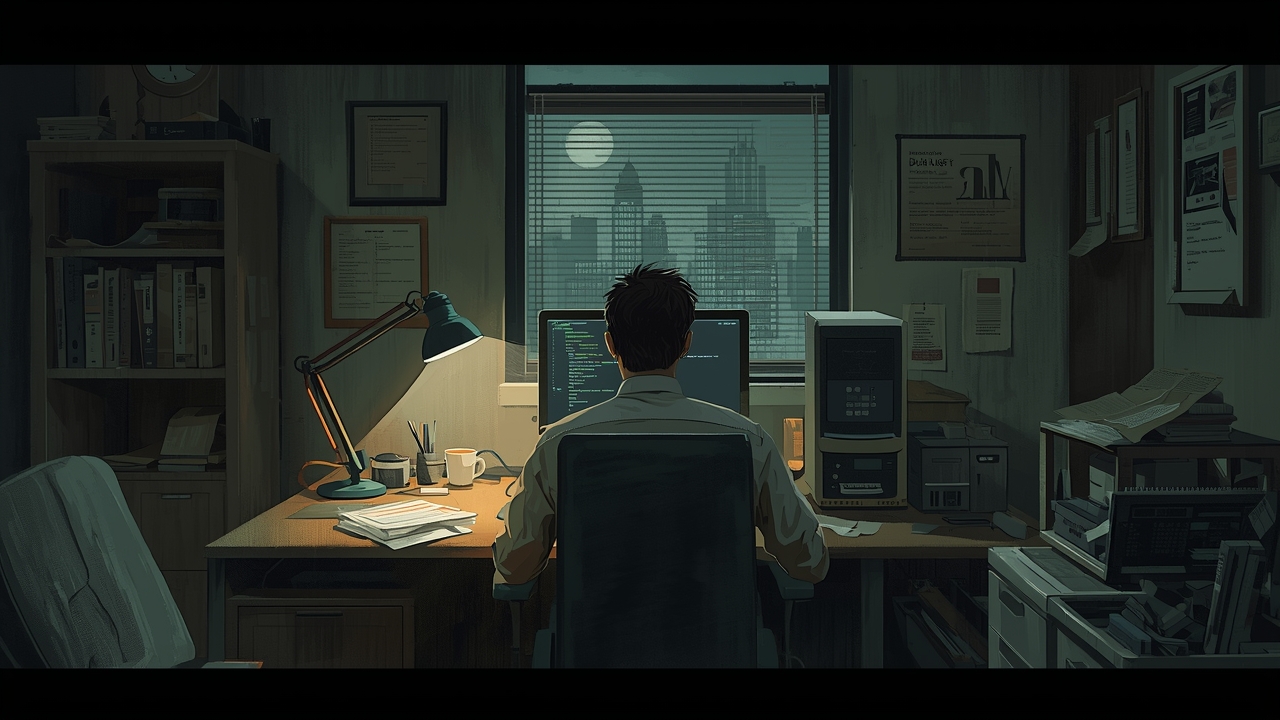 Programmer works late on popular GitHub project