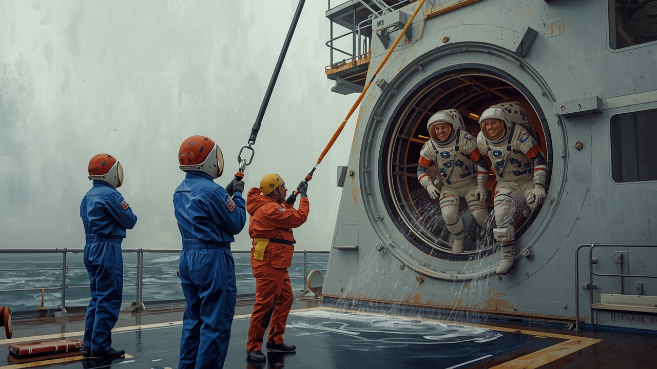 Astronauts return to Earth after 8 months in space